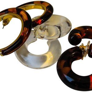 3PCS-DESIGNER INSPIRED, CLEAR RESIN LUCITE EARRINGS